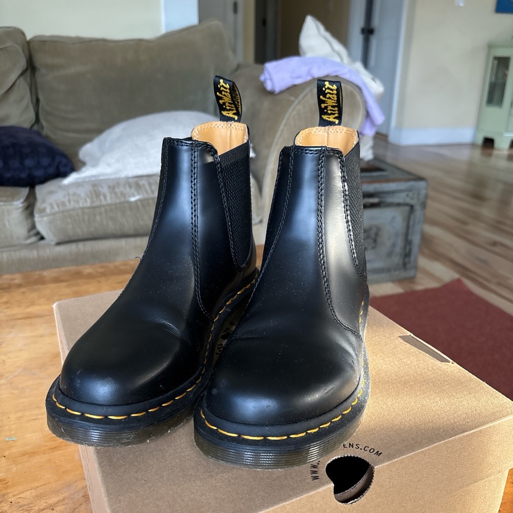 Dr. Martens Black Chelsea Boots with Yellow Stitching